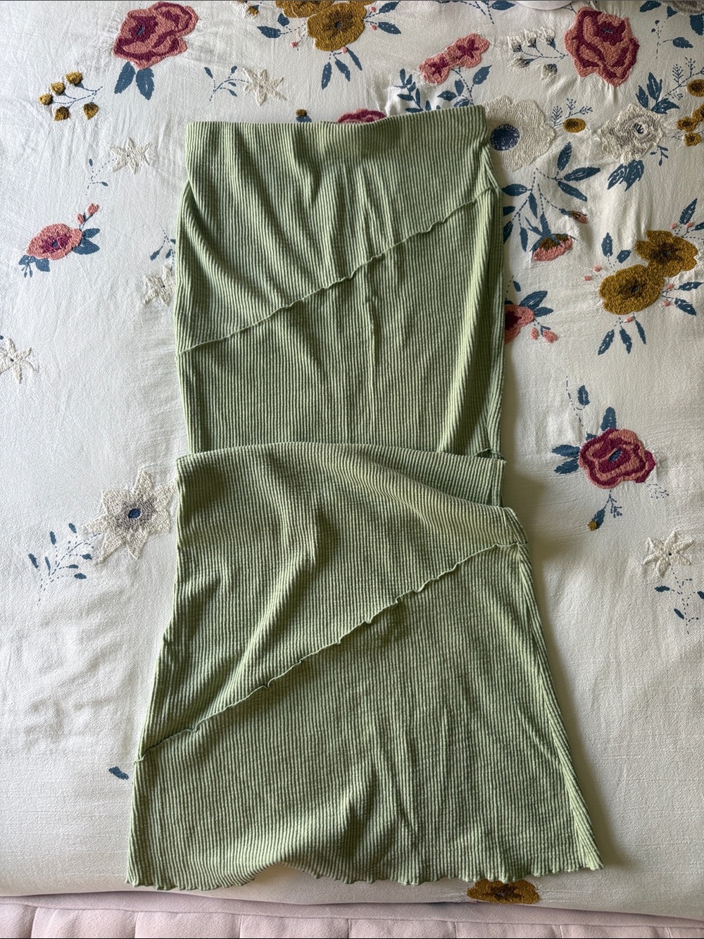 Light Green Ribbed Maxi Skirt